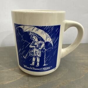 Morton Salt Coffee Mug 1914 ‘When it Rains it Pours’ - Vintage- Girl W/Umbrella